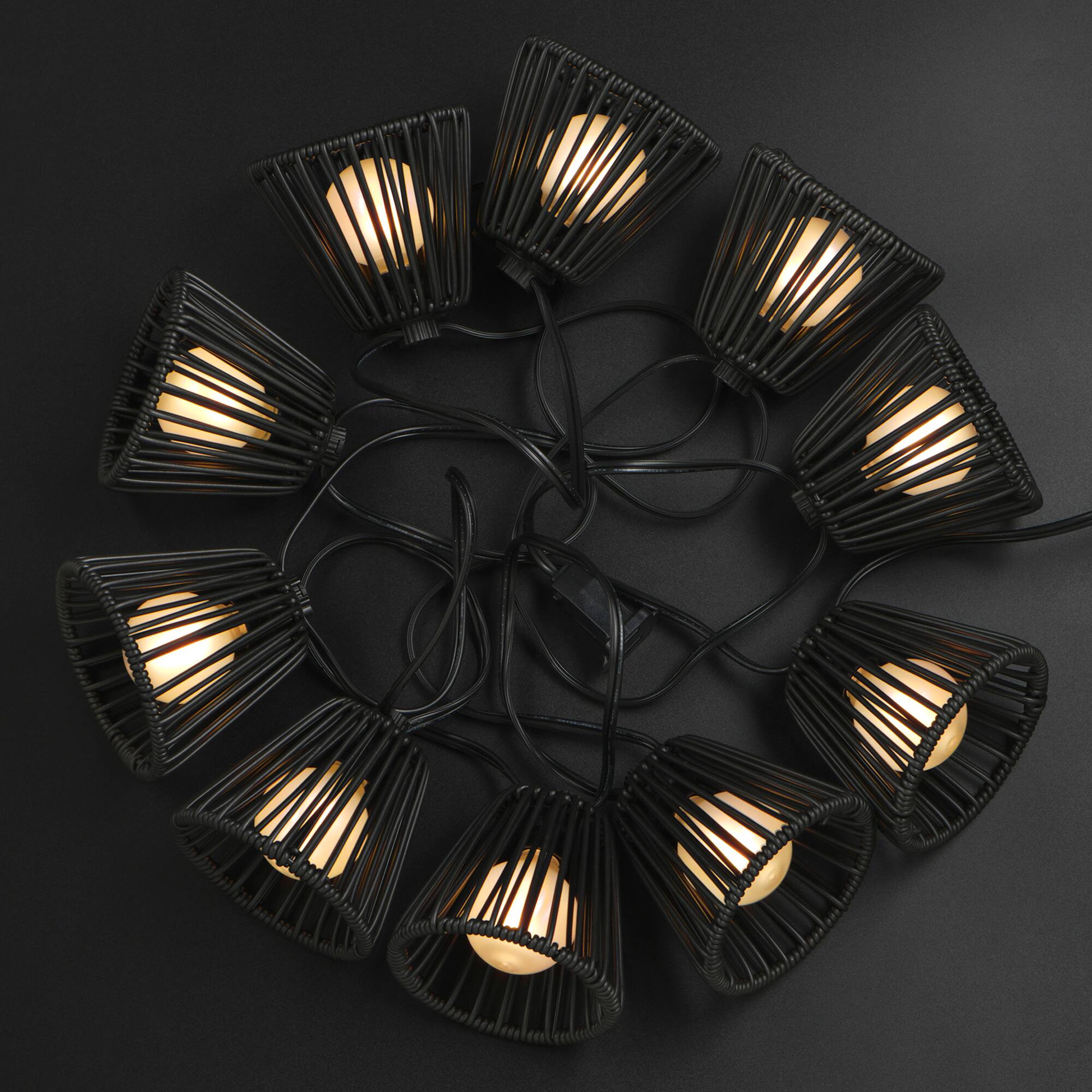 10ct. Black Rattan LED String Lights by Ashland®